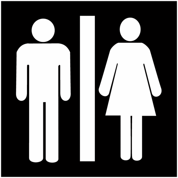 Toilette uomini e donne - con pittogramma e testo - CARTELLO SEGNALETICO QUADRATO ISO 7010 - Rischio di schiacciamento, rulli dentati - Adesivo Extra Resistente, Pannello in Forex, Pannello In Alluminio