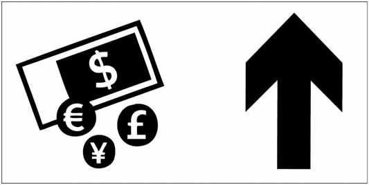 Cambio valuta - Freccia direzionale - CARTELLO SEGNALETICO UNI 7010 in Adesivo Resistente, Pannello in Forex, Pannello In Alluminio o in Plexiglas