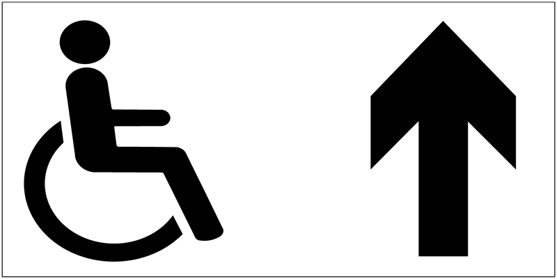 Toilette disabili - Freccia direzionale - CARTELLO SEGNALETICO UNI 7010 in Adesivo Resistente, Pannello in Forex, Pannello In Alluminio o in Plexiglas