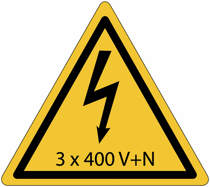 3 x 400 V+N - CARTELLO SEGNALETICO TRIANGOLO ISO 7010 - Adesivo Extra Resistente, Pannello in Forex, Pannello In Alluminio