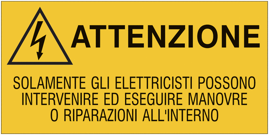 Solamente gli elettricisti possono intervenire - CARTELLO SEGNALETICO ISO 7010 in Adesivo Resistente, Pannello in Forex, Pannello In Alluminio o in Plexiglas