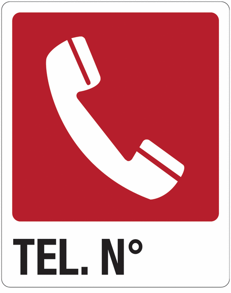 Tel. N° - CARTELLO SEGNALETICO ISO 7010 in Adesivo Resistente, Pannello in Forex, Pannello In Alluminio o in Plexiglas