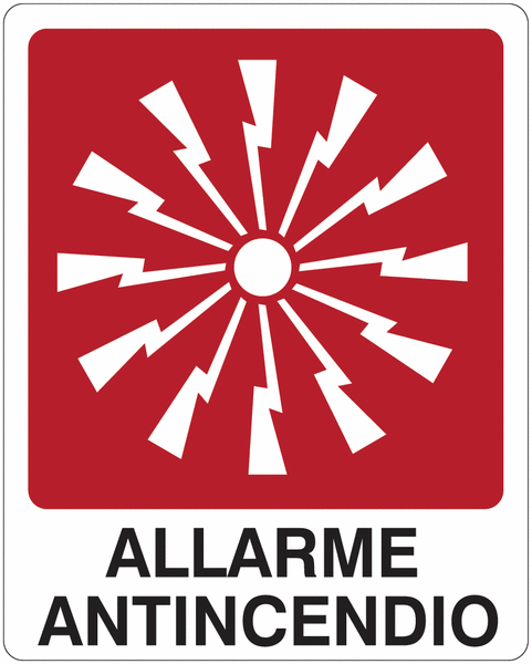 Allarme antincendio - CARTELLO SEGNALETICO ISO 7010 in Adesivo Resistente, Pannello in Forex, Pannello In Alluminio o in Plexiglas
