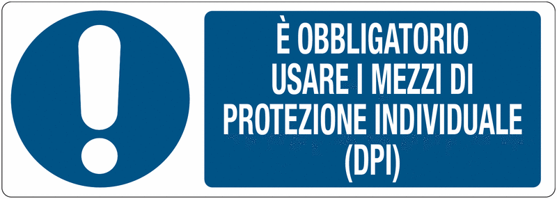 Cartelli di obbligo - È obbligatorio usare i mezzi di protezione individuale (DPI) - CARTELLO SEGNALETICO UNI 7010 in Adesivo Resistente, Pannello in Forex, Pannello In Alluminio o in Plexiglas