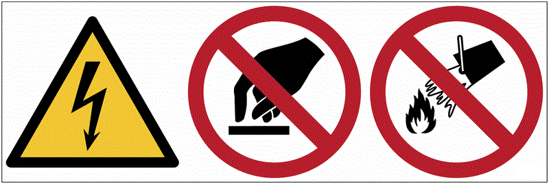 "Pericolo elettrico, divieto di toccare, non usare acqua per spegnere incendi"- UNI 7010 in Adesivo Resistente, Pannello in Forex, Pannello In Alluminio o in Plexiglas