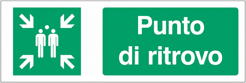 Punto di ritrovo - CARTELLO SEGNALETICO UNI 7010 in Adesivo Resistente, Pannello in Forex, Pannello In Alluminio o in Plexiglas