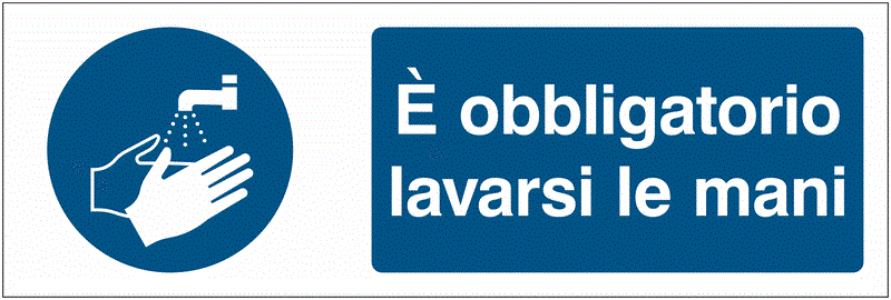 È obbligatorio lavarsi le mani - CARTELLO SEGNALETICO UNI 7010 in Adesivo Resistente, Pannello in Forex, Pannello In Alluminio o in Plexiglas