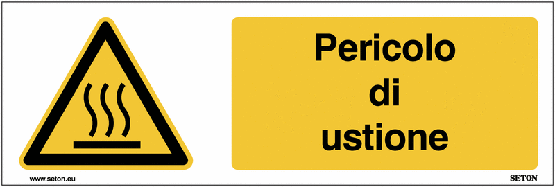 Pericolo di ustione- CARTELLO SEGNALETICO UNI 7010 in Adesivo Resistente, Pannello in Forex, Pannello In Alluminio o in Plexiglas