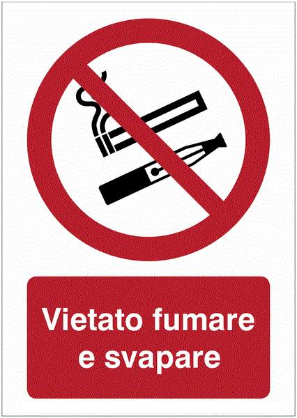 Cartello in alluminio formato mm 300x200 vietato fumare con legge
