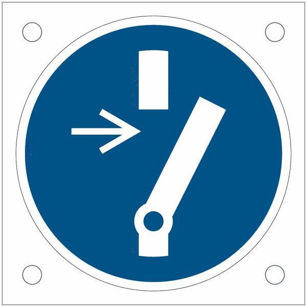 "Togliere tensione prima di iniziare lavori o riparazioni" CARTELLO SEGNALETICO QUADRATO ISO 7010 - Rischio di schiacciamento, rulli dentati - Adesivo Extra Resistente, Pannello in Forex, Pannello In Alluminio