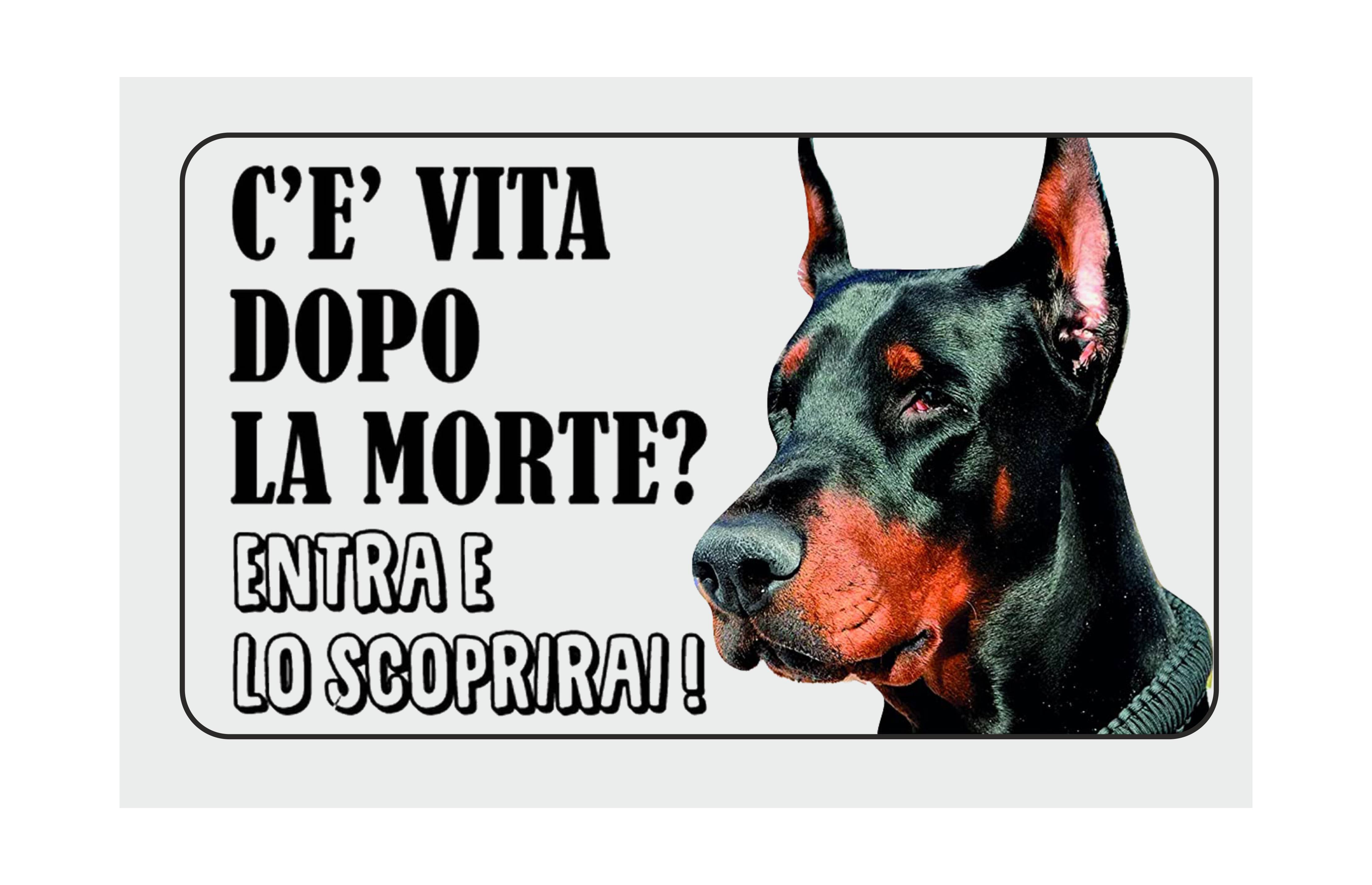 Cartello Attenti Al Cane Dobermann In Metallo Cartello Attenti Al Cane Dobermann In Metallo