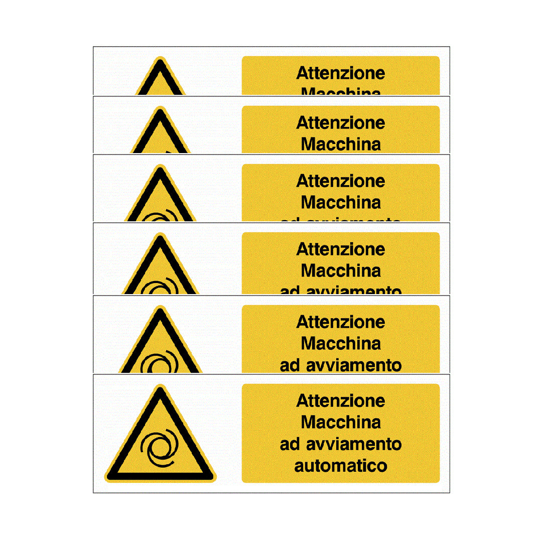 KIT DI 6 ADESIVI UNI -Attenzione ai carichi sospesi- Pittogramma ISO 7010 Con Stampa Diretta U.V. (IDEALE ANCHE PER ESTERNO)