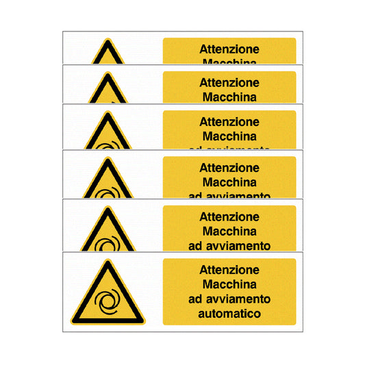 KIT DI 6 ADESIVI UNI -Attenzione ai carichi sospesi- Pittogramma ISO 7010 Con Stampa Diretta U.V. (IDEALE ANCHE PER ESTERNO)