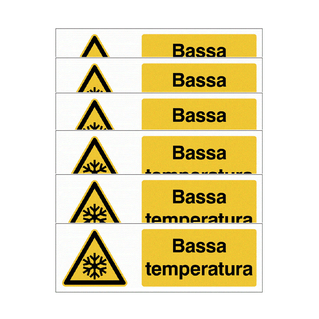 KIT DI 6 ADESIVI UNI - Bassa temperatura - Pittogramma ISO 7010 Con Stampa Diretta U.V. (IDEALE ANCHE PER ESTERNO)