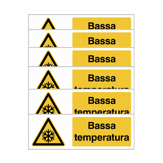 KIT DI 6 ADESIVI UNI - Bassa temperatura - Pittogramma ISO 7010 Con Stampa Diretta U.V. (IDEALE ANCHE PER ESTERNO)