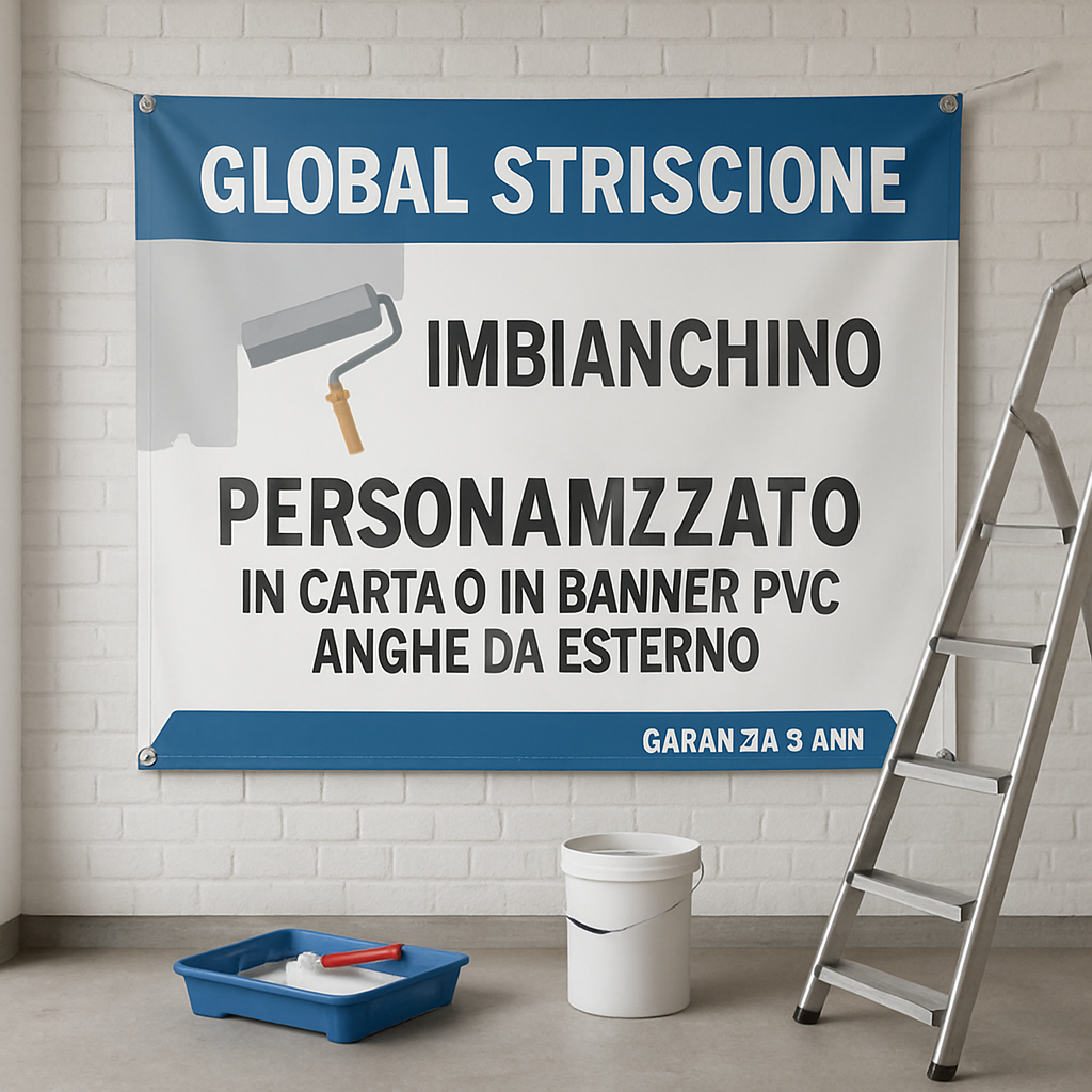 GLOBAL STRISCIONE FONDALE ATTIVITÀ - IMBIANCHINO - PERSONALIZZATO IN CARTA O IN BANNER PVC ANCHE DA ESTERNO GARANZIA 5 ANNI - 01 ambientata