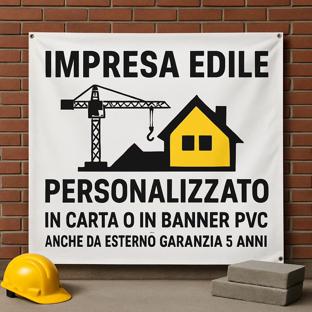 GLOBAL STRISCIONE FONDALE ATTIVITÀ - IMPRESA EDILE - PERSONALIZZATO IN CARTA O IN BANNER PVC ANCHE DA ESTERNO GARANZIA 5 ANNI - 01 ambientata
