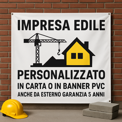 GLOBAL STRISCIONE FONDALE ATTIVITÀ - IMPRESA EDILE - PERSONALIZZATO IN CARTA O IN BANNER PVC ANCHE DA ESTERNO GARANZIA 5 ANNI - 01 ambientata