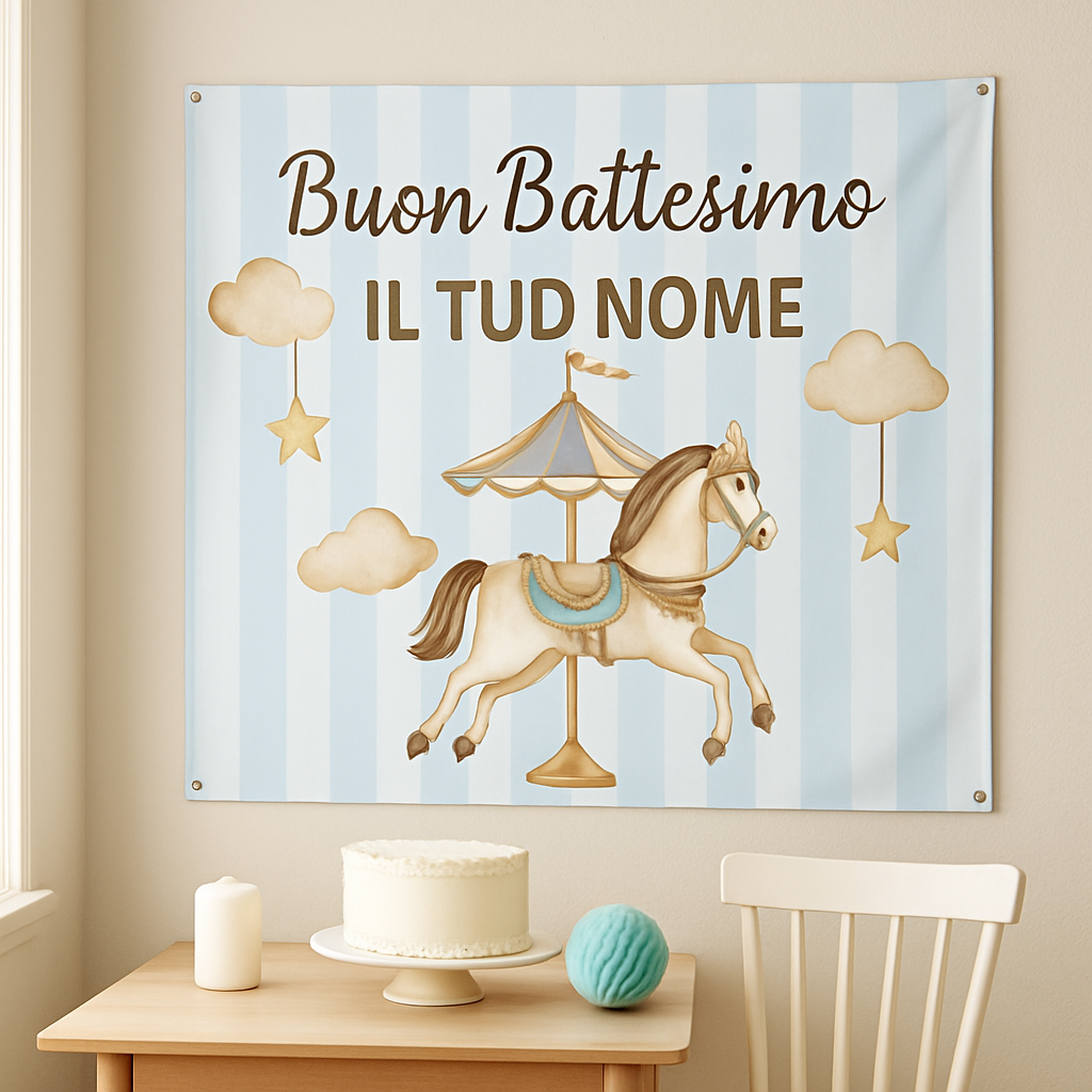 BANNER STRISCIONE BATTESIMO - Carosello mod.2 - CON IL TUO NOME bimbo - 01 ambientata