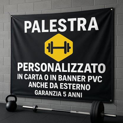 GLOBAL STRISCIONE FONDALE ATTIVITÀ - PALESTRA - PERSONALIZZATO IN CARTA O IN BANNER PVC ANCHE DA ESTERNO GARANZIA 5 ANNI - 01 ambientata