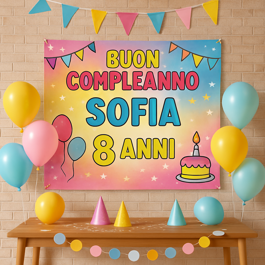 BANNER STRISCIONE compleanno - Me Contro Te - CON NOME ed età bimbo/a - 01 ambientata