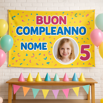 BANNER STRISCIONE compleanno - Me Contro Te - CON NOME foto ed età bimbo/a - 01 ambientata