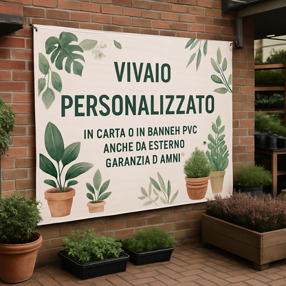 GLOBAL STRISCIONE FONDALE ATTIVITÀ - VIVAIO - PERSONALIZZATO IN CARTA O IN BANNER PVC ANCHE DA ESTERNO GARANZIA 5 ANNI - 01 ambientata