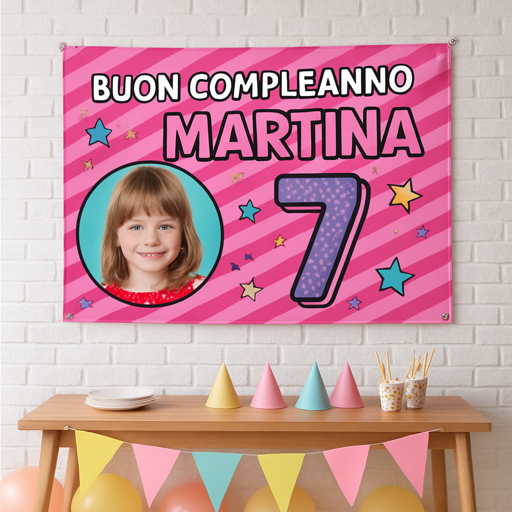 BANNER STRISCIONE compleanno - LOL Surprise - CON NOME foto ed età bimbo/a - 01 ambientata
