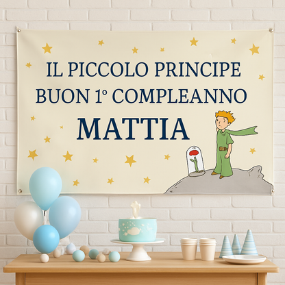BANNER STRISCIONE primo compleanno - IL PICCOLO PRINCIPE M3 - CON TUO NOME bimbo - 01 ambientata