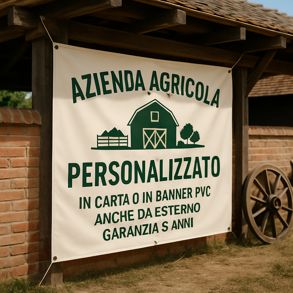 GLOBAL STRISCIONE FONDALE ATTIVITÀ - AZIENDA AGRICOLA - PERSONALIZZATO IN CARTA O IN BANNER PVC ANCHE DA ESTERNO GARANZIA 5 ANNI - 01 ambientata