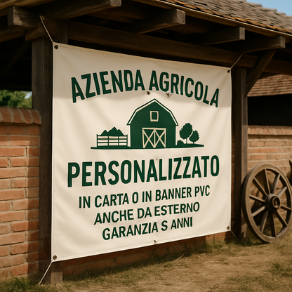 GLOBAL STRISCIONE FONDALE ATTIVITÀ - AZIENDA AGRICOLA - PERSONALIZZATO IN CARTA O IN BANNER PVC ANCHE DA ESTERNO GARANZIA 5 ANNI - 01 ambientata