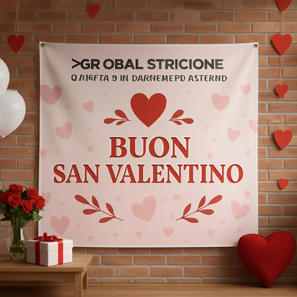 GLOBAL STRISCIONE FONDALE ANNIVERSARIO - BUON SAN VALENTINO MOD 4 - IN CARTA O IN BANNER PVC ANCHE DA ESTERNO GARANZIA 5 ANNI - 01 ambientata
