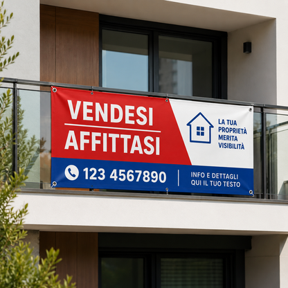 Striscione Vendesi Affittasi personalizzato - 01 ambientata
