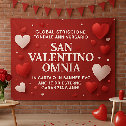 GLOBAL STRISCIONE FONDALE ANNIVERSARIO - SAN VALENTINO OMNIA - IN CARTA O IN BANNER PVC ANCHE DA ESTERNO GARANZIA 5 ANNI - 01 ambientata