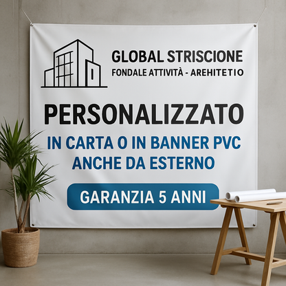 GLOBAL STRISCIONE FONDALE ATTIVITÀ - ARCHITETTO - PERSONALIZZATO IN CARTA O IN BANNER PVC ANCHE DA ESTERNO GARANZIA 5 ANNI - 01 ambientata