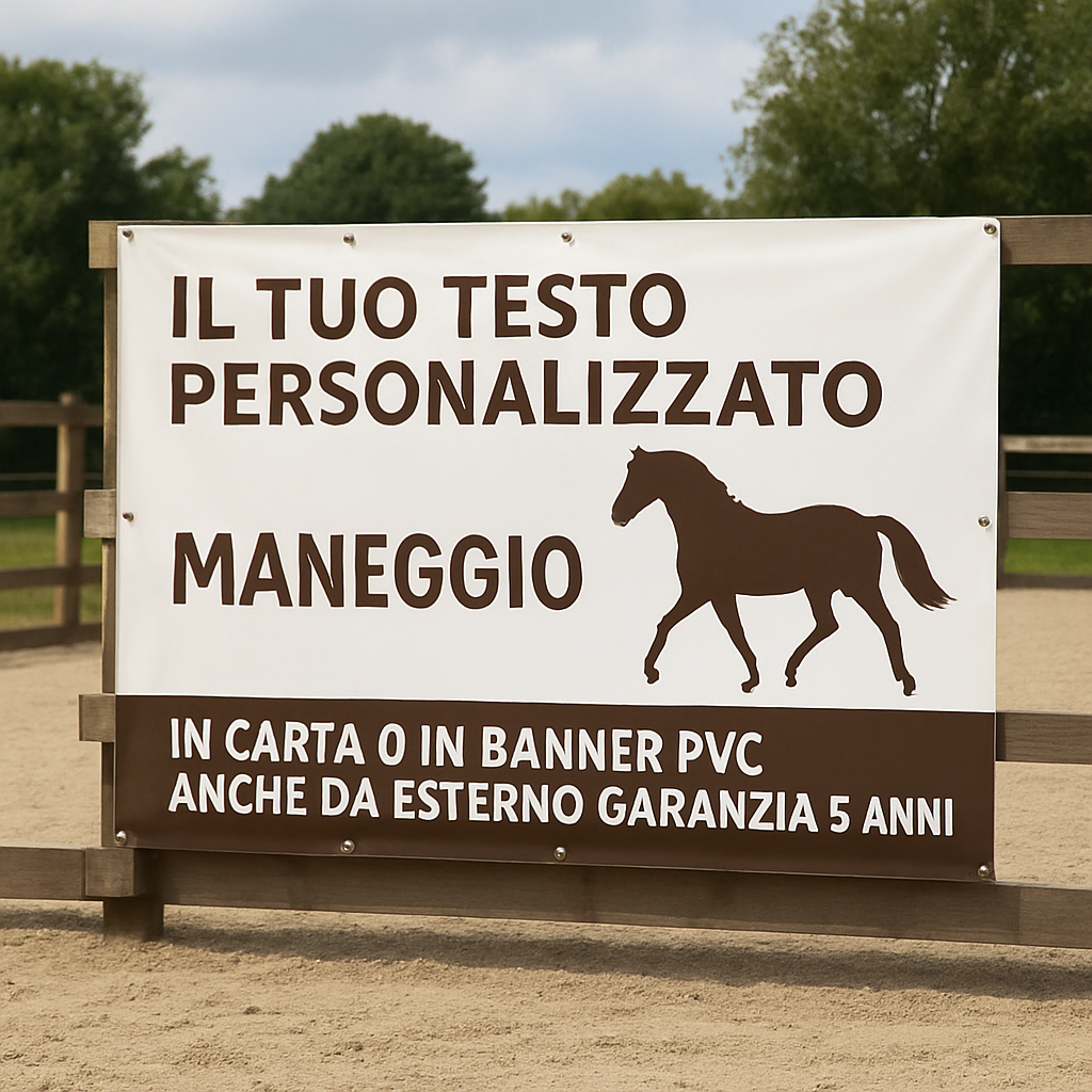 GLOBAL STRISCIONE FONDALE ATTIVITÀ - MANEGGIO - PERSONALIZZATO IN CARTA O IN BANNER PVC ANCHE DA ESTERNO GARANZIA 5 ANNI - 01 ambientata