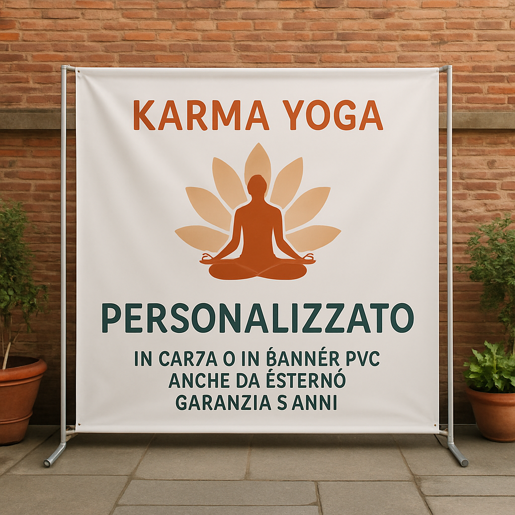 GLOBAL STRISCIONE FONDALE ATTIVITÀ - KARMA YOGA - PERSONALIZZATO IN CARTA O IN BANNER PVC ANCHE DA ESTERNO GARANZIA 5 ANNI - 01 ambientata