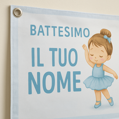Banner striscione battesimo Ballerina Azzurra personalizzato - 02 dettaglio personalizzazione