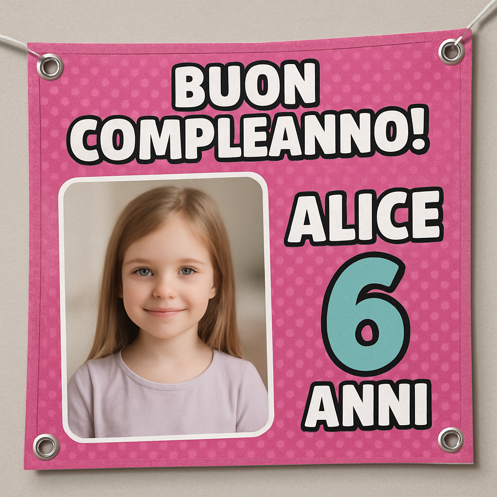 BANNER STRISCIONE compleanno - LOL Surprise - CON NOME foto ed età bimbo/a - 02 dettaglio personalizzazione