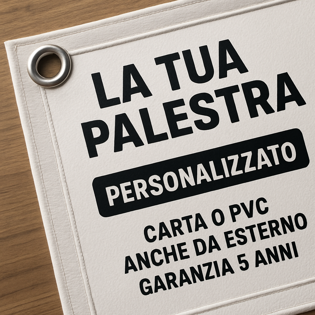 GLOBAL STRISCIONE FONDALE ATTIVITÀ - PALESTRA MOD 2 - PERSONALIZZATO IN CARTA O IN BANNER PVC ANCHE DA ESTERNO GARANZIA 5 ANNI - 02 dettaglio personalizzazione