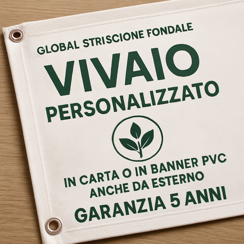 GLOBAL STRISCIONE FONDALE ATTIVITÀ - VIVAIO - PERSONALIZZATO IN CARTA O IN BANNER PVC ANCHE DA ESTERNO GARANZIA 5 ANNI - 02 dettaglio personalizzazione