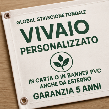 GLOBAL STRISCIONE FONDALE ATTIVITÀ - VIVAIO - PERSONALIZZATO IN CARTA O IN BANNER PVC ANCHE DA ESTERNO GARANZIA 5 ANNI - 02 dettaglio personalizzazione
