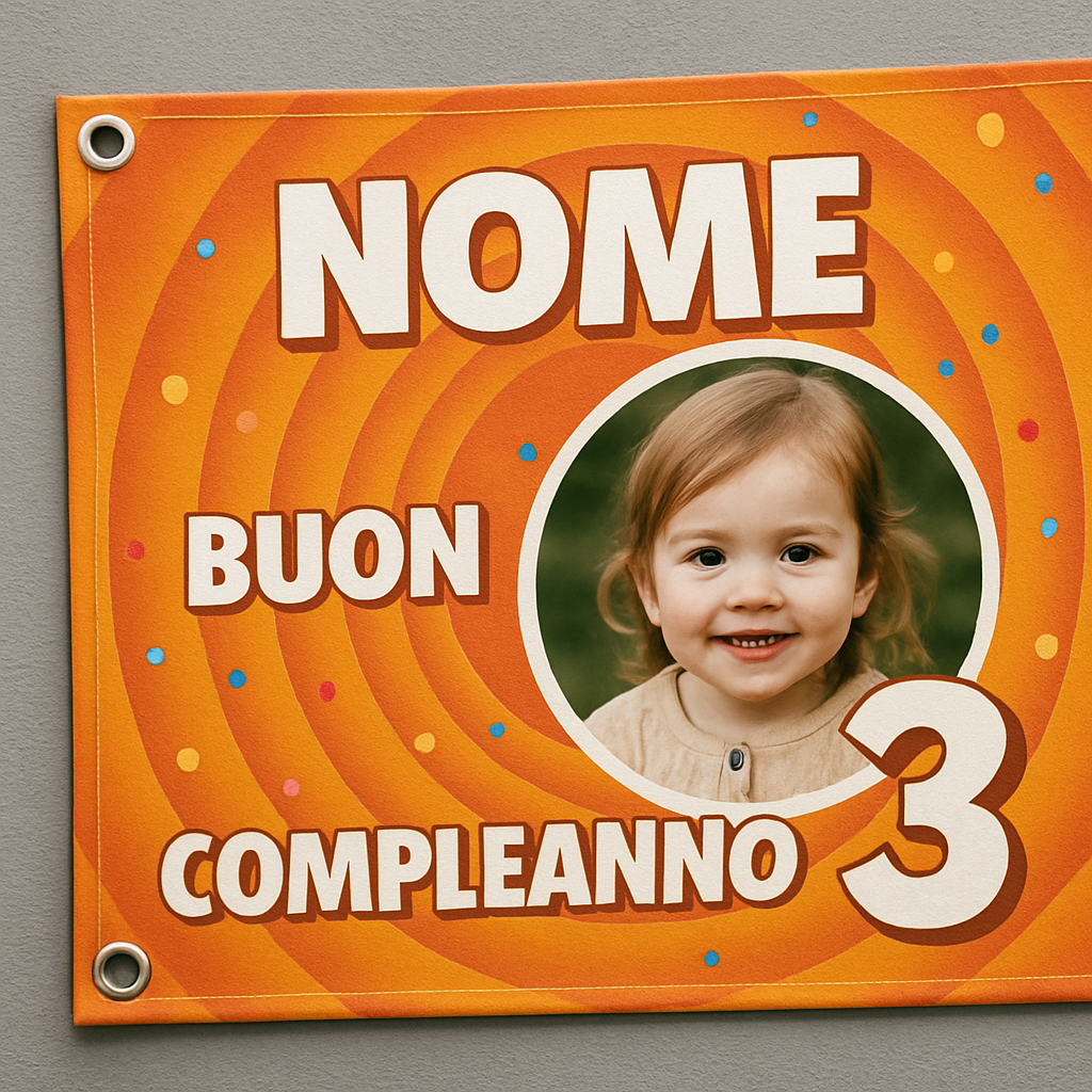 BANNER STRISCIONE compleanno - Looney Tones - CON NOME foto ed età bimbo/a - 02 dettaglio personalizzazione