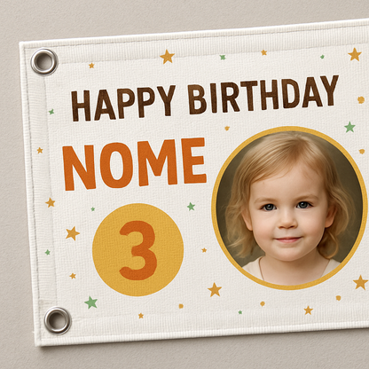 BANNER STRISCIONE compleanno - Spirit - CON NOME foto ed età bimbo/a - 02 dettaglio personalizzazione