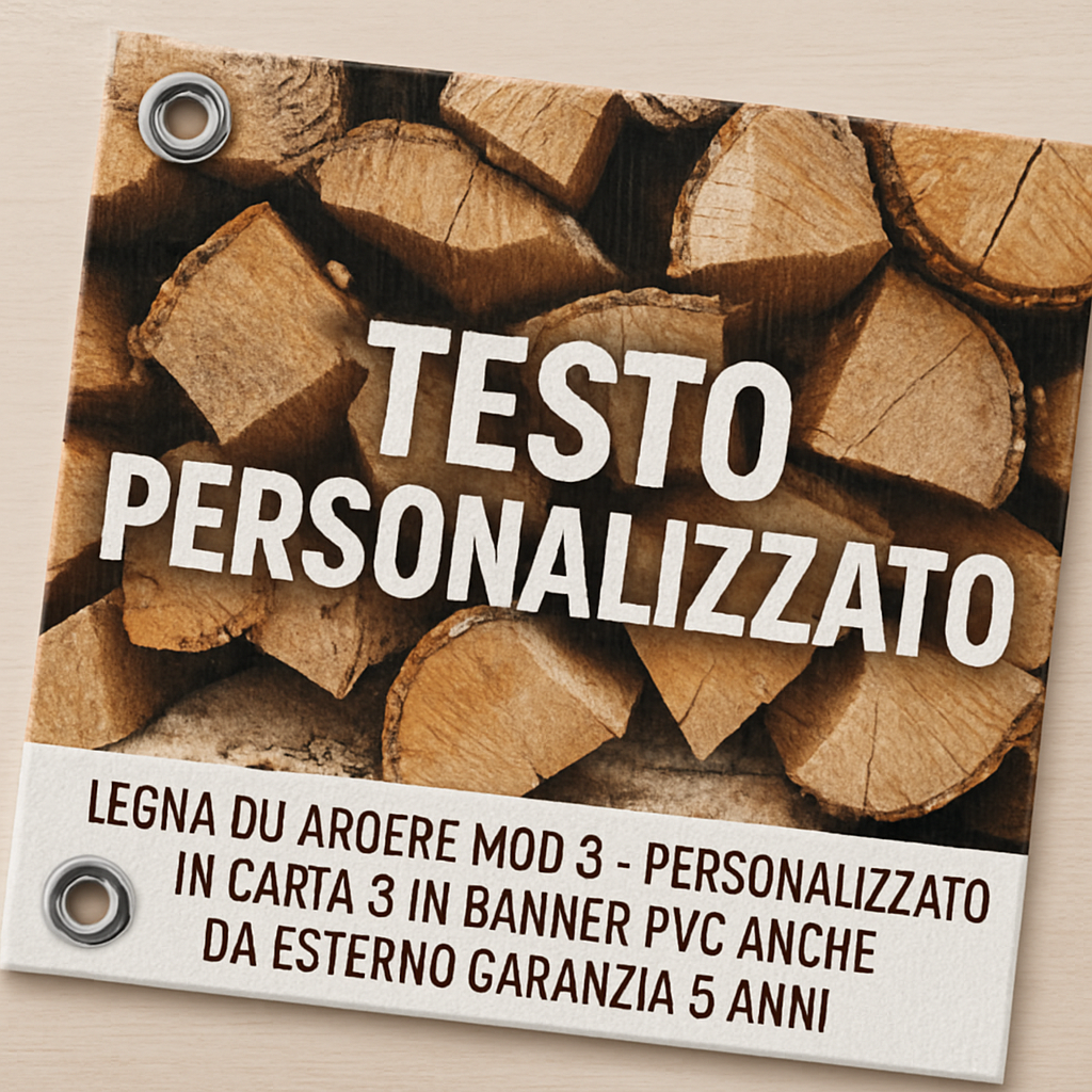 GLOBAL STRISCIONE FONDALE ATTIVITÀ - LEGNA DA ARDERE MOD 3 - PERSONALIZZATO IN CARTA O IN BANNER PVC ANCHE DA ESTERNO GARANZIA 5 ANNI - 02 dettaglio personalizzazione