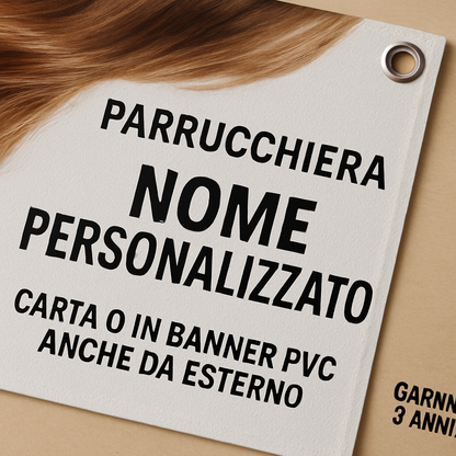GLOBAL STRISCIONE FONDALE ATTIVITÀ - PARRUCCHIERA MOD 2 - PERSONALIZZATO IN CARTA O IN BANNER PVC ANCHE DA ESTERNO GARANZIA 5 ANNI - 02 dettaglio personalizzazione
