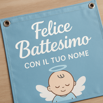 BANNER STRISCIONE BATTESIMO - Felice Battesimo - CON IL TUO NOME bimbo - 02 dettaglio personalizzazione
