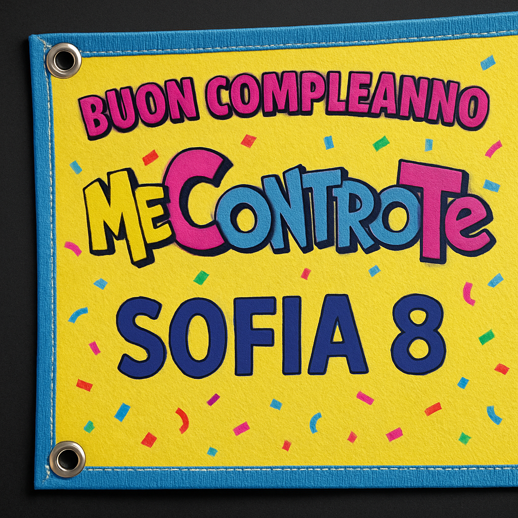 BANNER STRISCIONE compleanno - Me Contro Te - CON NOME ed età bimbo/a - 02 dettaglio personalizzazione