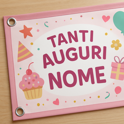 BANNER STRISCIONE compleanno - TANTI AUGURI FROZEN mod2 - CON NOME bimba bambina - 02 dettaglio personalizzazione