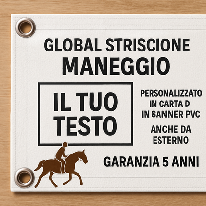 GLOBAL STRISCIONE FONDALE ATTIVITÀ - MANEGGIO - PERSONALIZZATO IN CARTA O IN BANNER PVC ANCHE DA ESTERNO GARANZIA 5 ANNI - 02 dettaglio personalizzazione